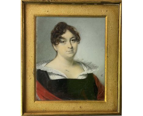 X 19TH CENTURY ENGLISH SCHOOL; a portrait miniature, study of a young woman, signed with a single initial 'E', 8.5 x 7cm, fra