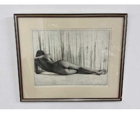 † MARK CLARK (born 1959); a signed limited edition black and white etching, study of a nude female, dated 2003 and numbered 3