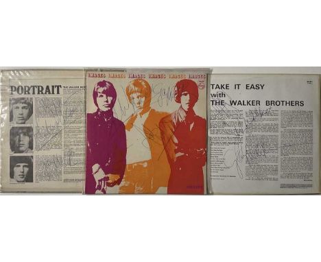 THE WALKER BROTHERS; three signed albums comprising 'Images', signed in blue pen to the front, 'Portrait', signed in blue pen