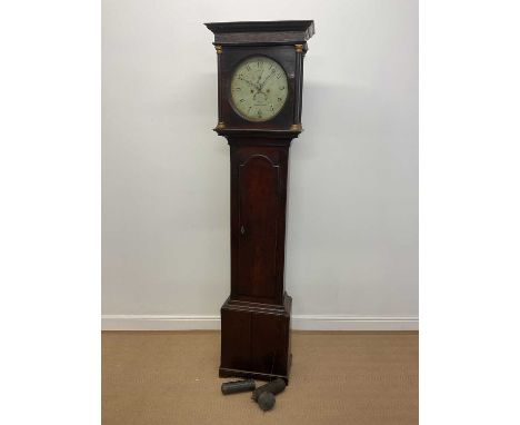 An oak longcase clock with circular painted dial (repainted), inscribed 'Price Wiveliscomb', with eight day movement, height 