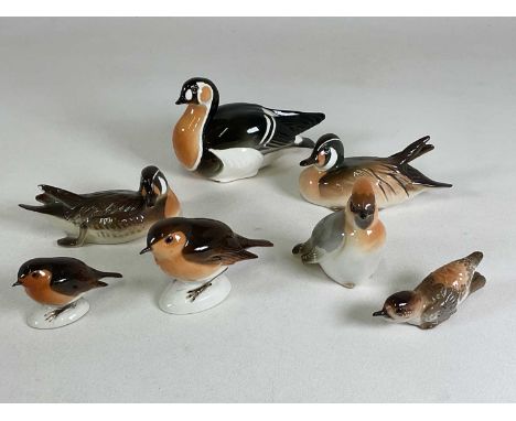 LOMONOSOV OF RUSSIA; seven various ceramic birds, largest height 13cm.