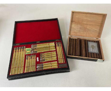 A box of Roy Frampton cigars of various sizes, in a fitted tray and in carved Roy Frampton box, also Cohiba box containing va