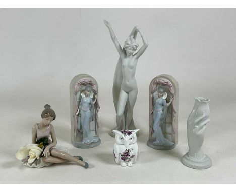 Ceramic figures, including Nao, Goebel, Portmeirion etc, largest height 37cm (6).