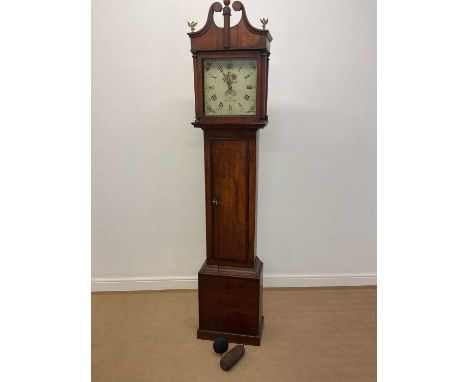 An oak and mahogany crossbanded longcase clock, with repainted dial inscribed 'Price, Wiveliscombe', and with thirty hour mov