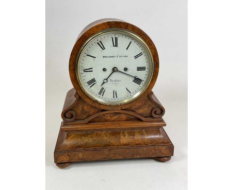 BROCKBANK &amp; ATKINS; a good and large circa 1840 figured walnut twin fusée bracket clock, with Roman numerals to the dial 