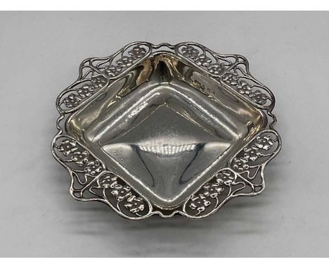 ELKINGTON &amp; CO LTD; an Edwardian Art Nouveau pierced square sectioned shallow dish of square form, Birmingham 1903, width