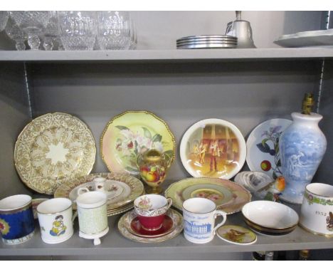 A quantity of Royal Worcester painted pictorial plates and others, mixed Royal Worcester ornaments, a lamp and commemorative 