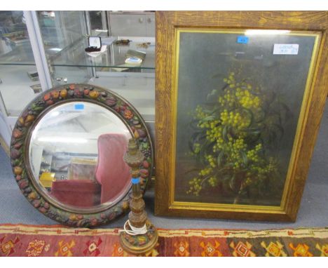 E Armstrong - Wattle Blossom, an oil on canvas, 19 1/2" x 30", artist's details verso, in a gilt and wooden frame, together w