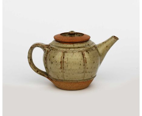 Richard Batterham (1936-2021)a salt-glaze stoneware Melon teapot and cover, covered to the base with a speckled ash glazeunsi