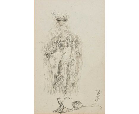 Φ Thomas 'Sam' Haile (1909-1948)Three Suspended Ones, pen and ink on paper, framedunsigned, paper exhibition label, image 16 