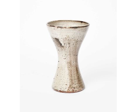 Φ David Leach OBE (1911-2005)a Lowerdown Pottery tin glaze earthenware vase, waisted cylindrical form, covered in a white tin