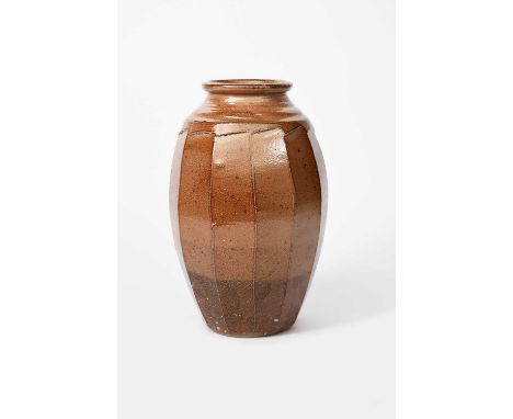 Richard Batterham (1936-2021)a medium cut-sided stoneware lily jar, covered in a light brown salt-glazeunsigned, incised 31 t