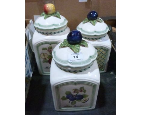 Three Villeroy + Boch ceramic storage jars