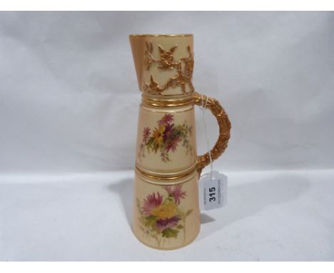 A Royal Worcester blush ivory conical jug. no. 1047. 8' high