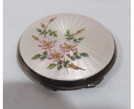 A silver and guilloche enamel powder compact