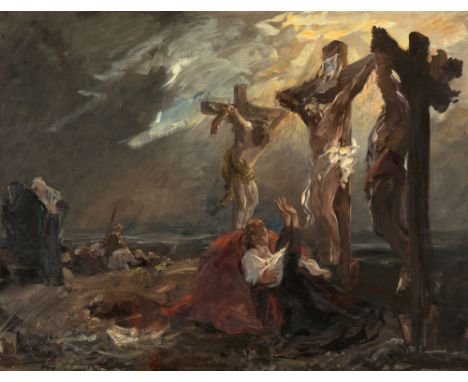 Ferdinand Brütt, GolgathaÖl auf Leinwand. 100 x 130,5 cm.Signiert und datiert unten links: Ferd. Brütt 1895.GutachtenGutachte