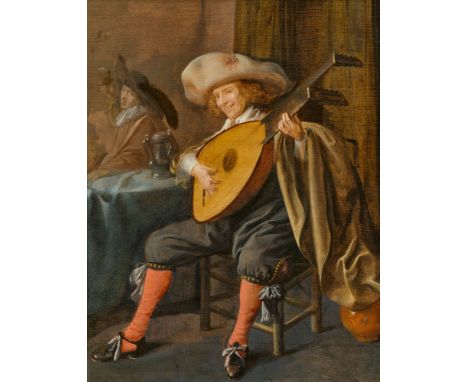 Jan Miense Molenaer, Ein junger Mann, die Theorbe spielendÖl auf Holz. 40,6 x 31,5 cm.ProvenienzVersteigerung Müller, Amsterd