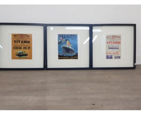 Three prints of the titanic first sailing.