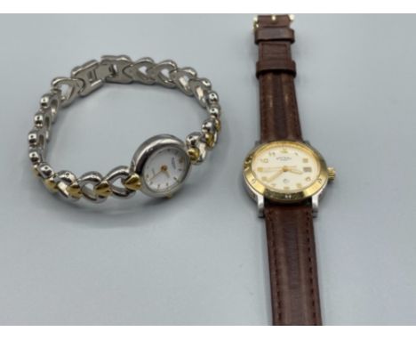 2 ladies wristwatches, Bi metal Aulatime and Rotary