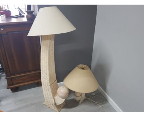 Modern marble effect standard lamp with shade 160cm plus matching table lamp