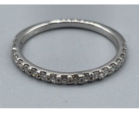 Ladies 9ct white gold diamond half eternity ring size L 1.2g