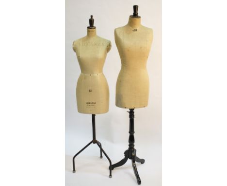 A Stockman mannequin, with linen covered torso on a metal stand; together with one other similar mannequin, (2).