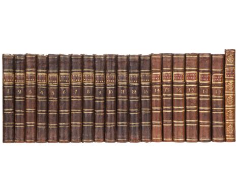 Swift (Jonathan). Works, 19 volumes, London: various publishers, 1751-67, some titles in red &amp; black, Cornwell House ink-