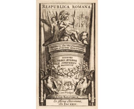 Elzevir Press. Respublica Romana. Honori urbiaaeternae P. Scriverius restituit, Leiden: Elzevir, 1629, engraved title, Cornwe