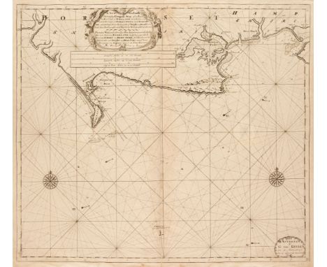 Sea Charts. Van Keulen (Gerard), A New Gradually Encreasing Compass Map of a Part the Sea Coasts of England in which is conta