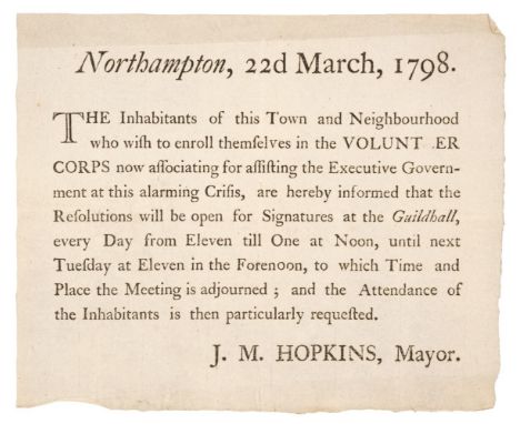 * Northampton. A collection of 13 broadsides and other publications, 1795-1836, including At a Meeting of the Standing Commit