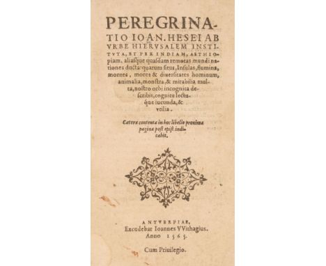 Hese (Jean de). Peregrinatio ab urbe Hiervsalem institute, et per Indiam, Aethiopiam, aliasque quasdam remotas mundi nationes