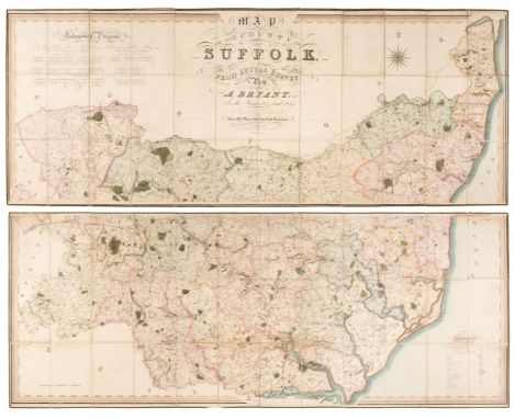 Suffolk. Bryant (Andrew), Map of the County of Suffolk from actual survey by A. Bryant in the years 1824 and 1825..., publish