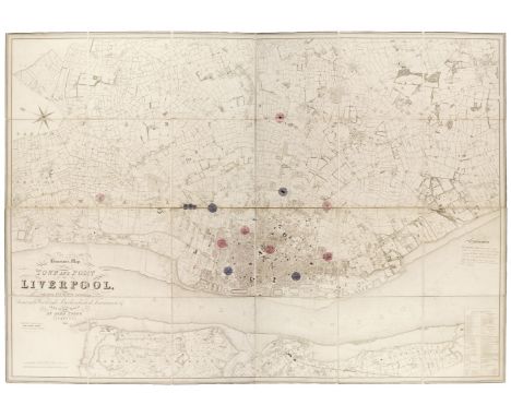 Liverpool. Bennison (Jonathan), Bennison's Map of the Town and Port of Liverpool with their Environs including Seacombe, Wood