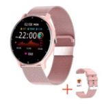 Smart Watch Full Touch Screen Sport Fitness Watch IP67 Waterproof Bluetooth For Android Pink Mesh