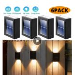 Solar-Powered Fence Lights – Warm White/LED, Weatherproof Wall Lights For Garden & Yard 6 Pack