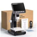 4.3" LCD Digital Microscope – 50X-1000X Magnification With 1080P HD, 8 LED Lights, and Built-In S...