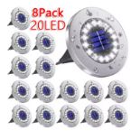 Solar Ground Lights 8 LED – Waterproof IP65 Outdoor Pathway Lights, /Warm White