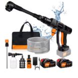 Cordless Pressure Washer – Portable Power Cleaner With 2× 4.0Ah Batteries, 6-In-1 Nozzle, Brushle...