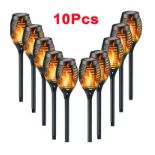 10PCS Solar Flame Torch Lights – Flickering LED Outdoor Lamps, Waterproof Garden & Pathway Decor