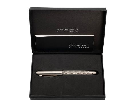 Porsche Design roller-ball pen by Faber Castell in fitted box with cardboard sleeve.