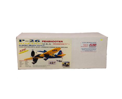 Radio Controlled plane. ARTF Scale Model Aircraft Boeing p-26 peashooter R/C new in box, 180cm wingspan.