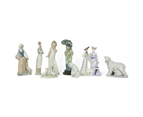 Lladro figurines, 4988 'Oriental Spring' and 4505 'Girl with Lamb' by Fulgencio Garcia produced from 1970 to 2002; together w