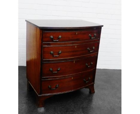 A mahogany bow fronted chest over four graduated drawers on bracket feet, 83 x 74cm 