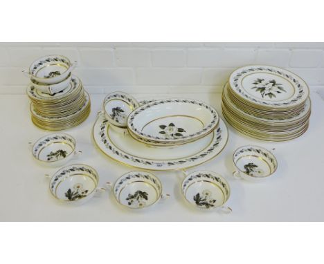 A Royal Worcester 'Bernina' patterned dinner set comprising ten dinner plates, eight medium plates, eight side plates, ten sa