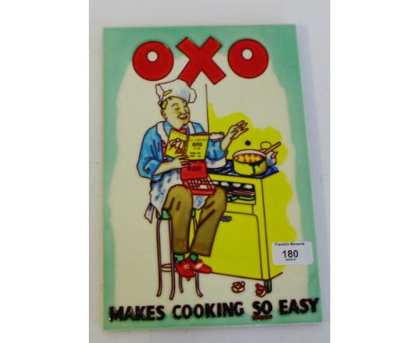 An 'OXO makes cooking so easy' rectangular ceramic wall plaque, 30 x 20cm