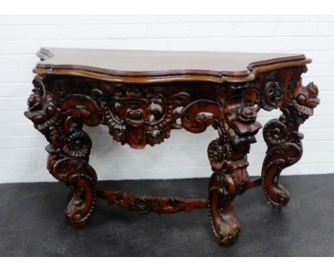 A carved hardwood console  table, 82 x 145cm 