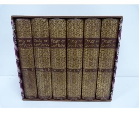 PEPYS SAMUEL.&nbsp;&nbsp;Diary, with Notes by Lord Braybrooke. 6 vols. Port. illus. 24mo. Orig. brown cloth gilt in mod. slip