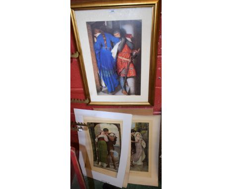 Lord Leighton, after, Whispers of Love, Wedded, a pair of prints; another Pre-Raphaelite print (3)