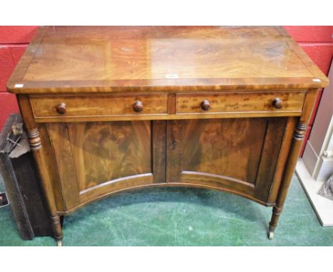 A George III walnut writing/dressing table, crossbanded rectangular top above a pair of frieze drawers and a pair of concave 