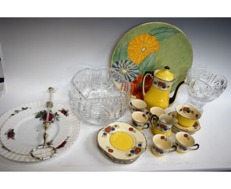 Ceramics and Glass - a Wedgwood and Co Chatsworth pattern coffee set; Grays pottery charger; cut glass fruit bowl; etc 